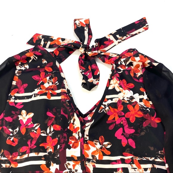 NEW BCBG Bell Sleeve Tie Back Floral Shift Dress S - Picture 6 of 8